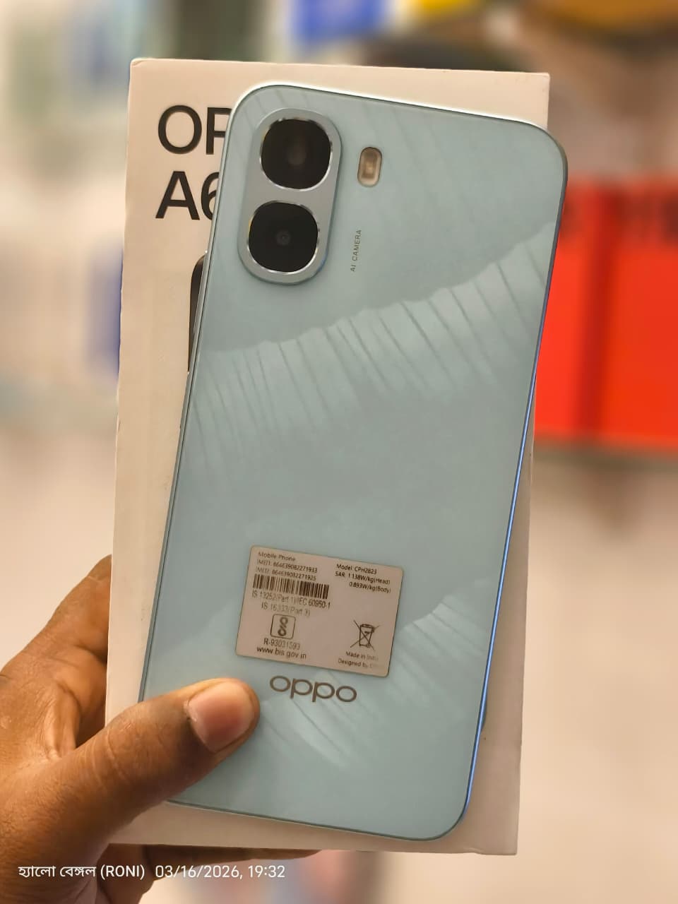 Oppo Oppo A6X 5G (Ice Blue, 4GB RAM, 64GB Storage) — Like_new